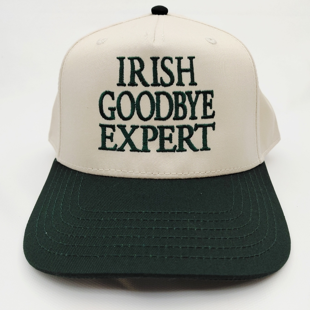 Irish St. Patricks Day Hat Cap 5 Panel Snapback Cream and Green